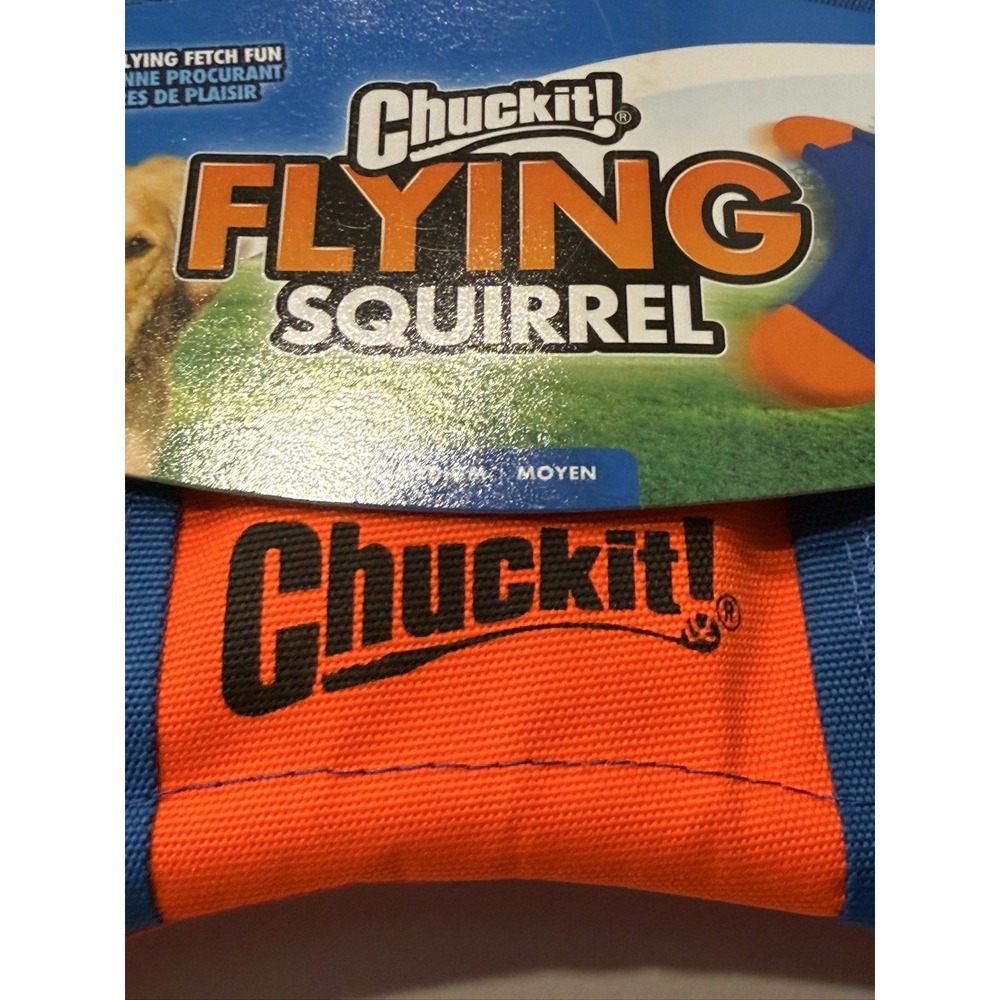 Chuckit! Flying Squirrel Medium Floating Canvas Dog Toy Orange Blue - Picture 14 of 16